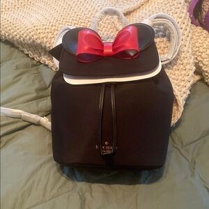 Kate Spade Black and Red Backpack with Mouse Ear Design